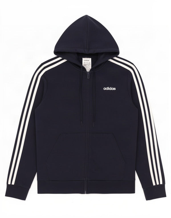 Adidas Womens Zip Hoodie Sweater UK 12/14 Medium Navy Blue Cotton