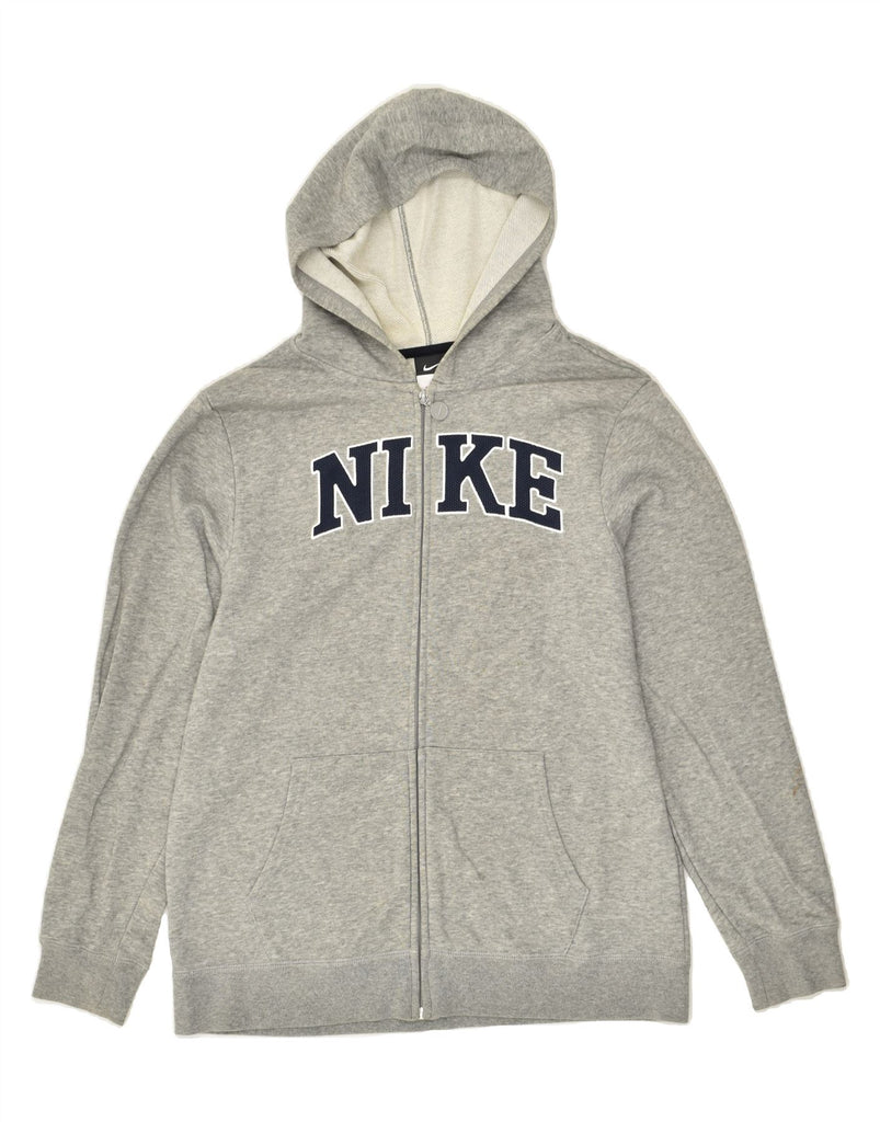 NIKE Boys Tall Graphic Zip Hoodie Sweater 13-14 Years XL Grey Cotton | Vintage Nike | Thrift | Second-Hand Nike | Used Clothing | Messina Hembry 