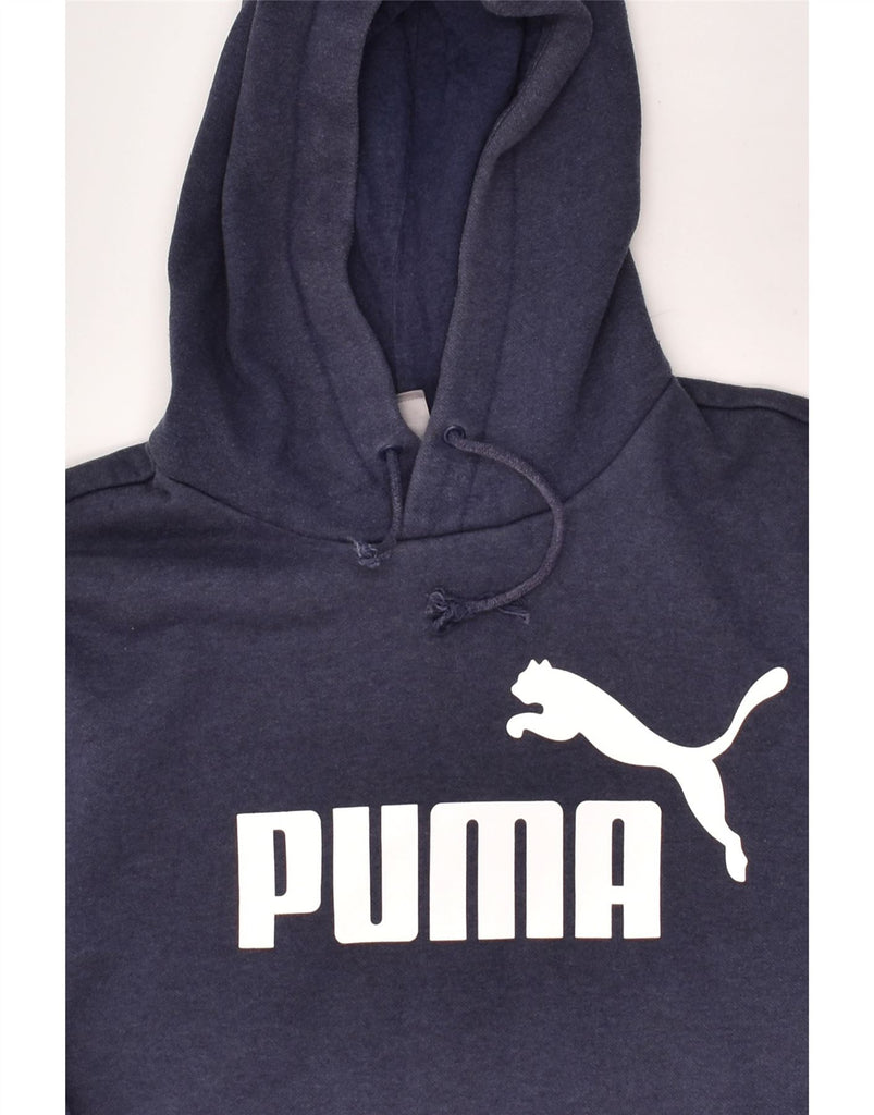 PUMA Mens Graphic Hoodie Jumper Small Navy Blue Cotton | Vintage Puma | Thrift | Second-Hand Puma | Used Clothing | Messina Hembry 