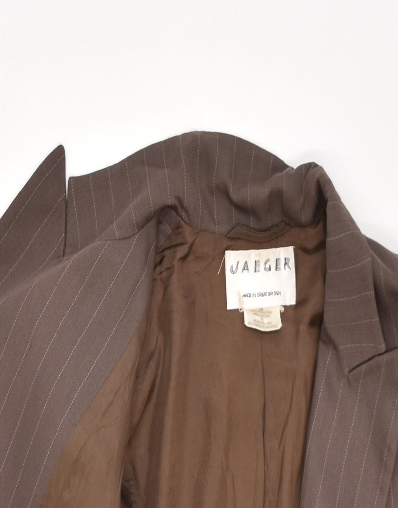 JAEGER Womens Double Breasted Blazer Jacket UK 10 Small Brown Striped | Vintage | Thrift | Second-Hand | Used Clothing | Messina Hembry 