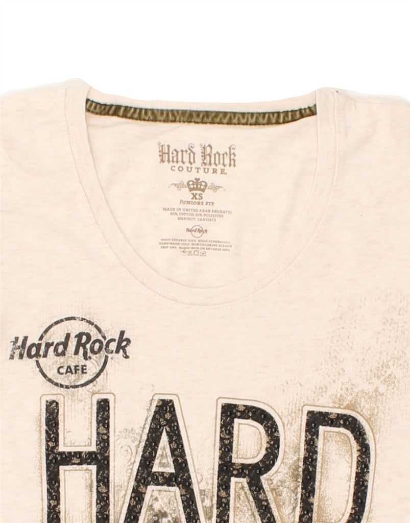 HARD ROCK CAFE Womens Rome Graphic T-Shirt Top UK 6 XS Beige Cotton | Vintage Hard Rock Cafe | Thrift | Second-Hand Hard Rock Cafe | Used Clothing | Messina Hembry 