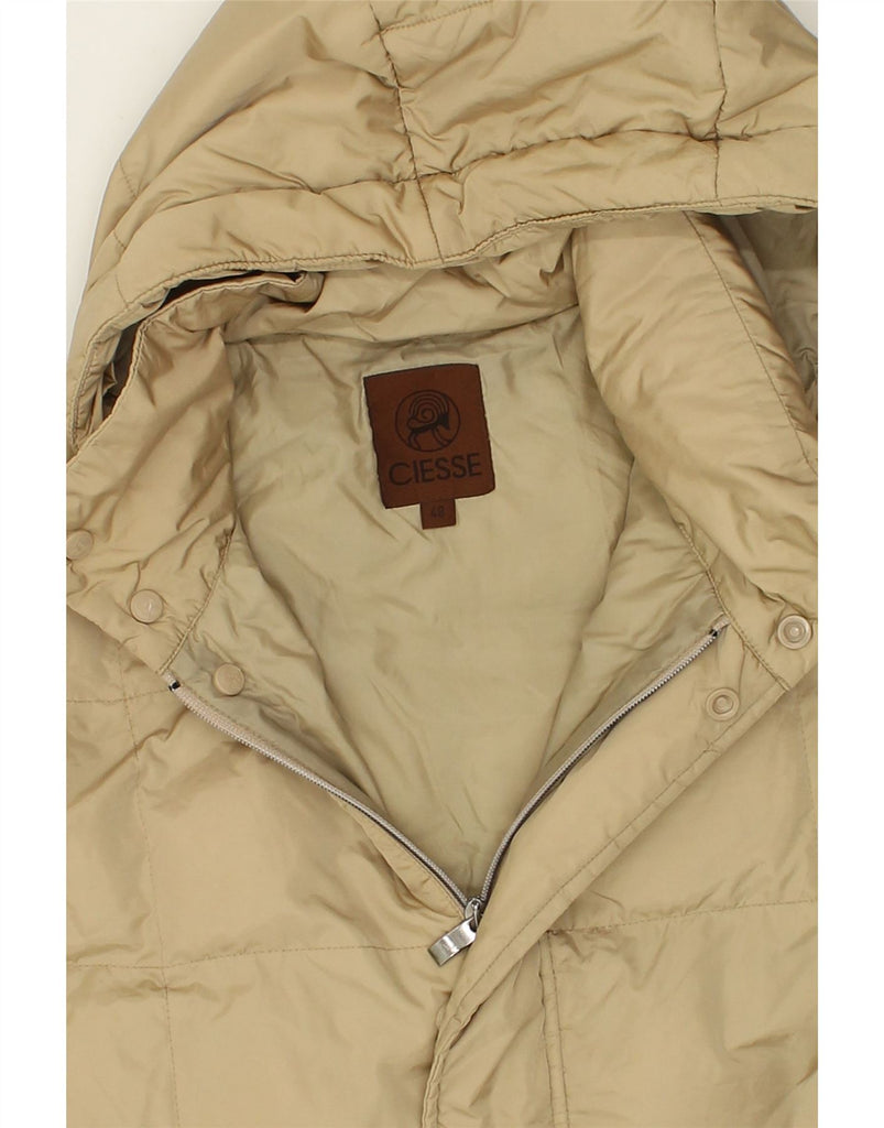 CIESSE PIUMINI Mens Hooded Padded Coat IT 48 Medium Beige Polyamide | Vintage Ciesse Piumini | Thrift | Second-Hand Ciesse Piumini | Used Clothing | Messina Hembry 