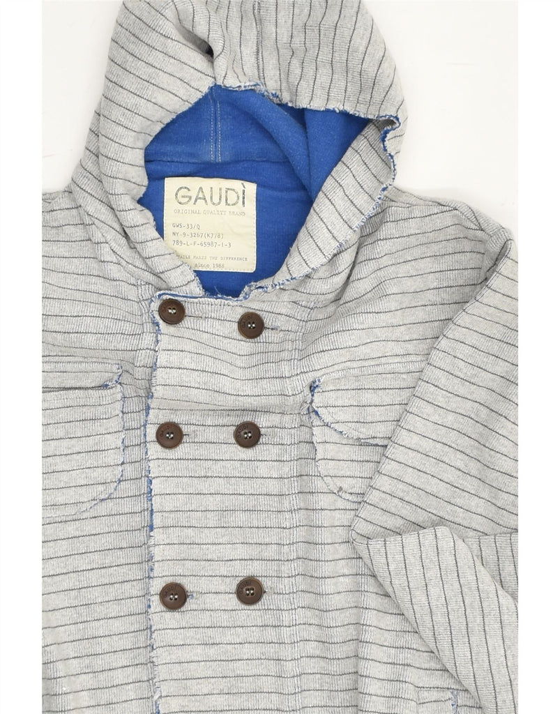 GAUDI Boys Hooded Bomber Jacket 9-10 Years Small  Grey Striped Cotton | Vintage Gaudi | Thrift | Second-Hand Gaudi | Used Clothing | Messina Hembry 