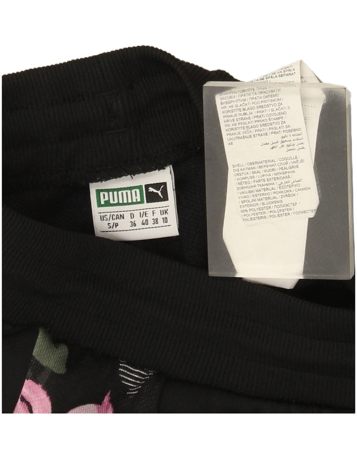 Puma Womens Tracksuit Trousers UK 10 Small Black Floral Polyester