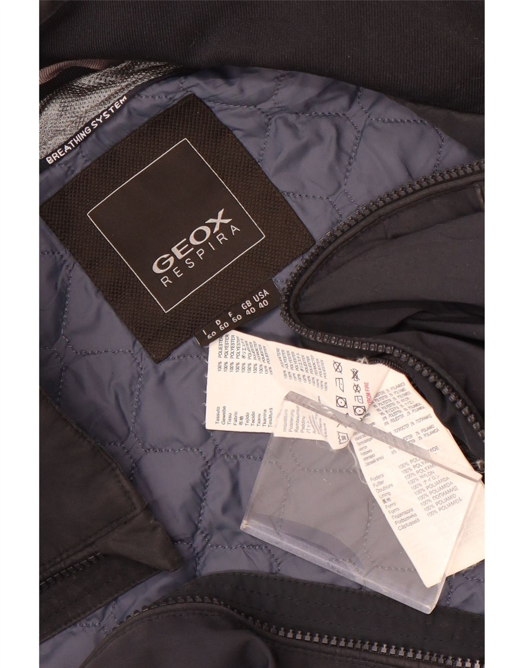 Geox Mens Respira Bomber Jacket UK 40 Large Black Polyester