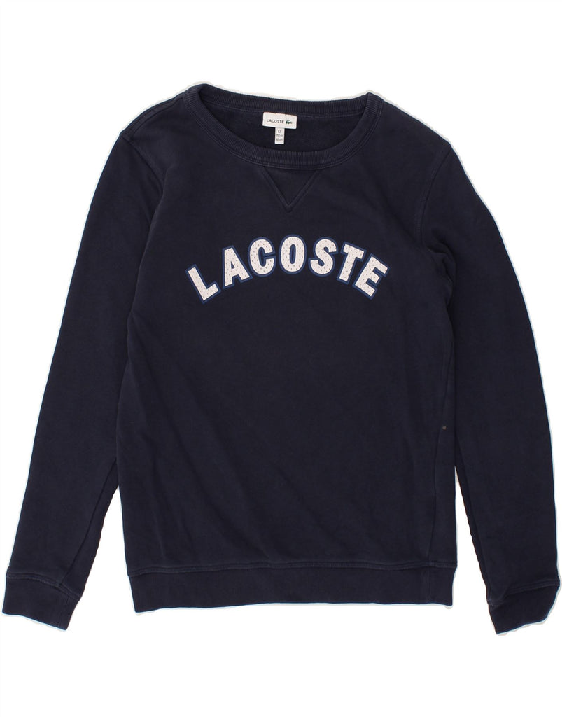 LACOSTE Girls Graphic Sweatshirt Jumper 11-12 Years Navy Blue Cotton | Vintage Lacoste | Thrift | Second-Hand Lacoste | Used Clothing | Messina Hembry 