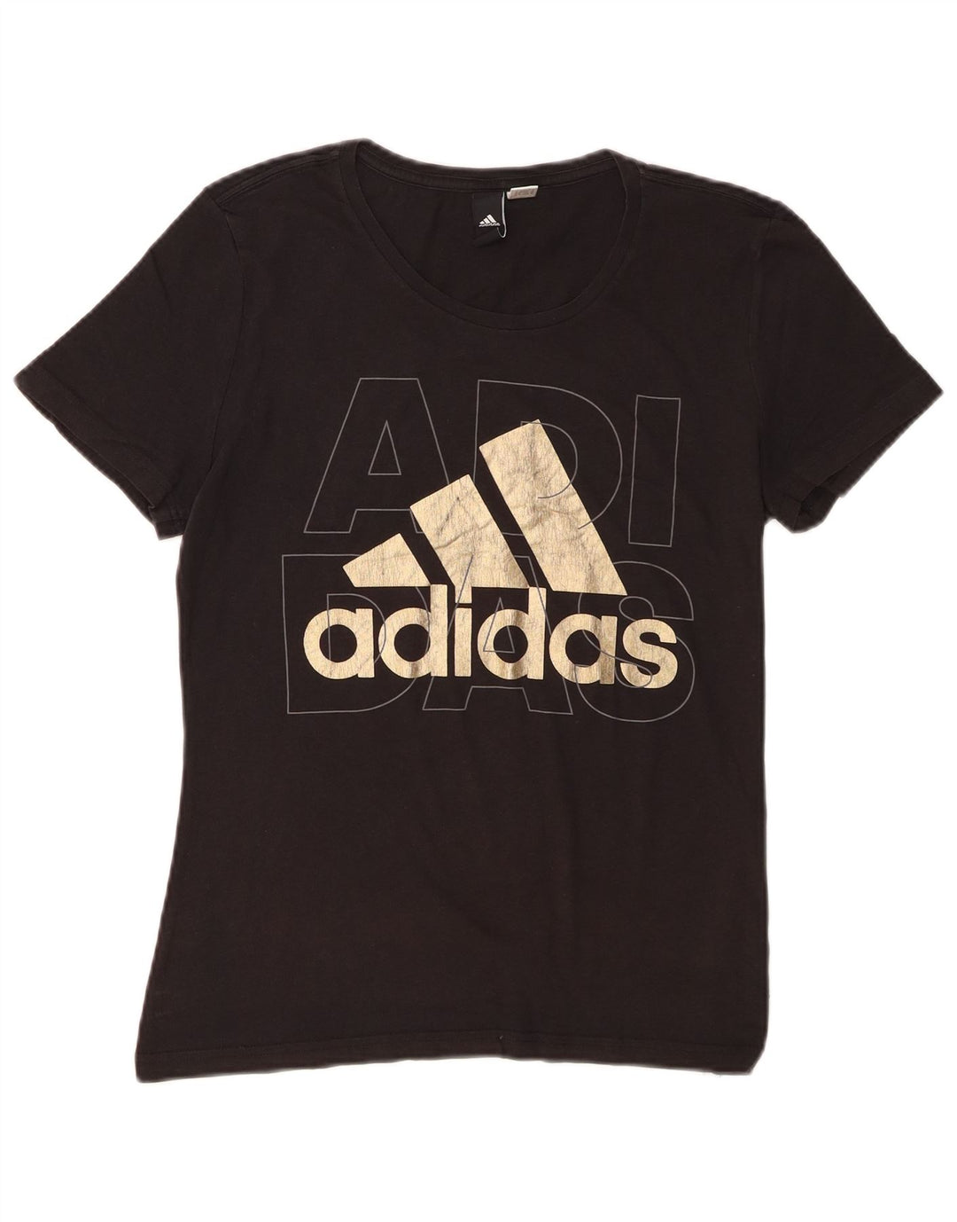 Adidas Womens Graphic T-Shirt Top UK 12 Medium Black