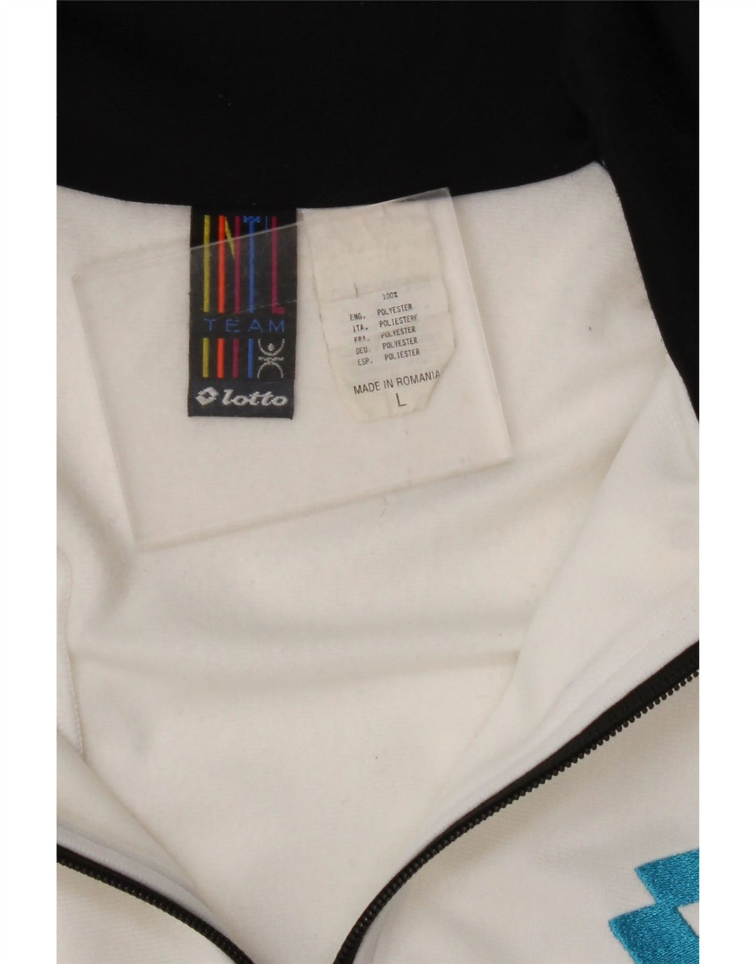 LOTTO Mens Graphic Tracksuit Top Jacket Large Black Colourblock Polyester