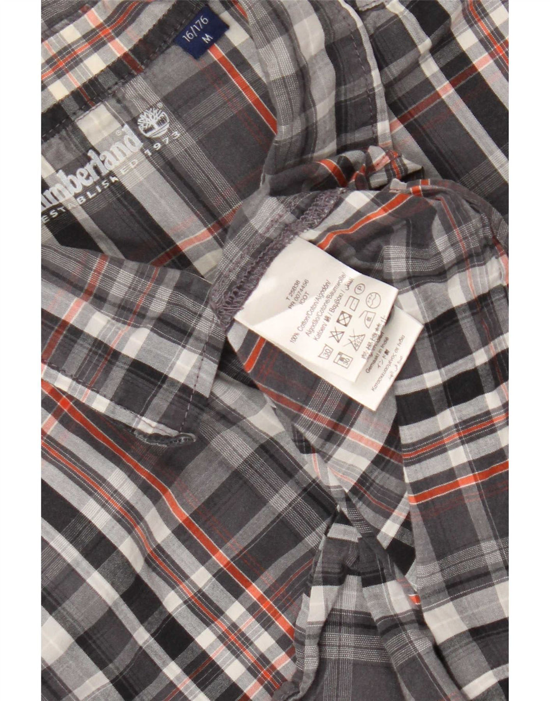 Timberland Boys Flannel Shirt Medium 15-16 Years Grey Plaid Cotton