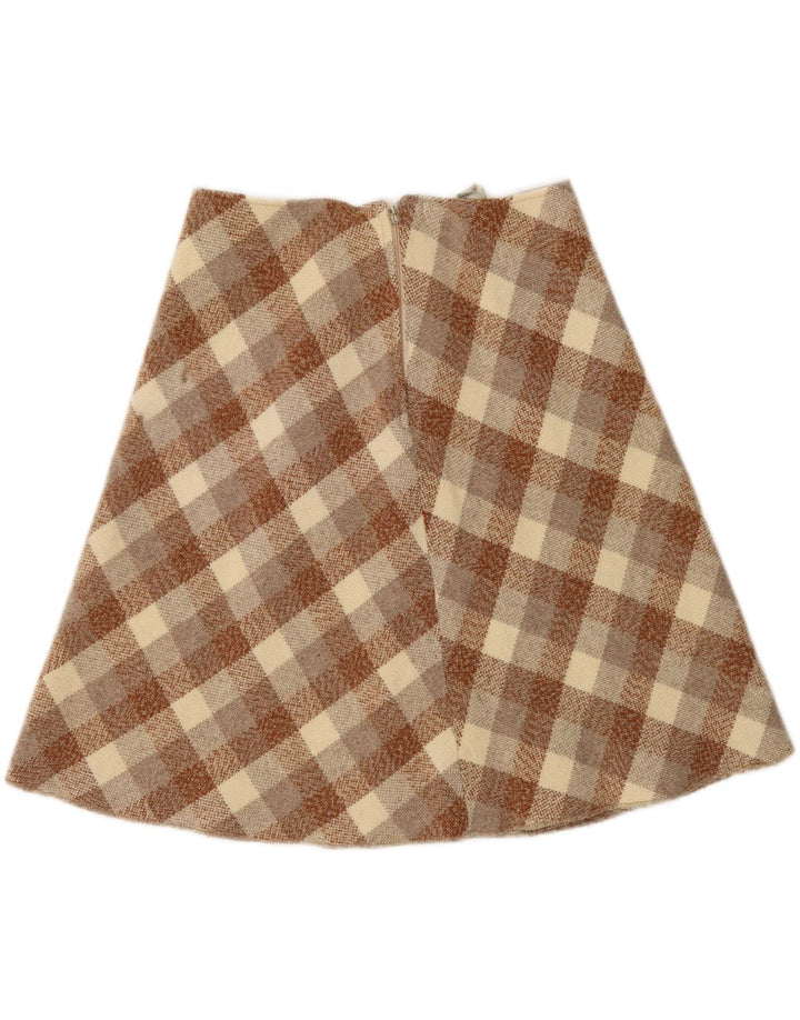 VINTAGE Womens A-Line Skirt W28 Medium  Brown Check
