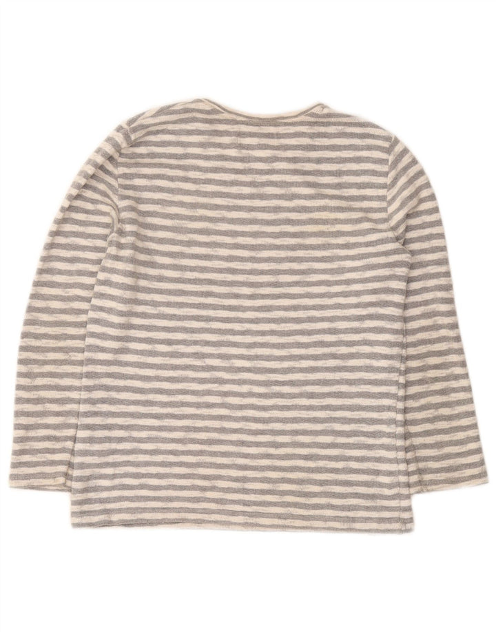 Zara Boys Graphic Top Long Sleeve 9-10 Years Grey Striped Cotton