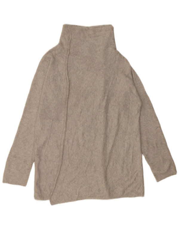 Eddie Bauer Womens Longline Open Cardigan Sweater UK 16 Large Grey Cotton