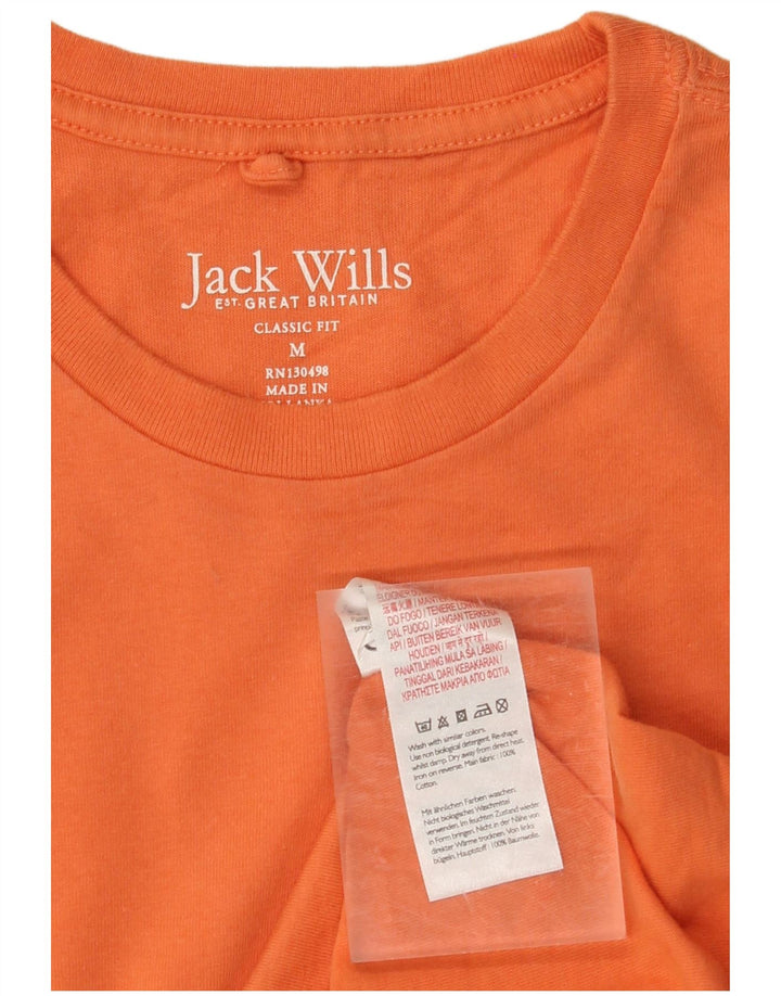 JACK WILLS Mens Classic Fit T-Shirt Top Medium Orange Cotton