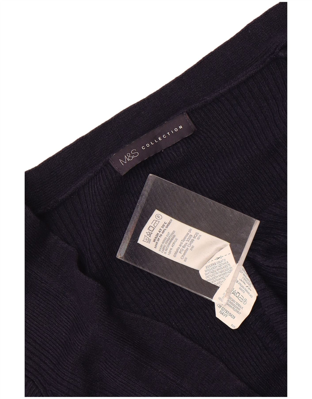 Marks & Spencer Womens Longline Cardigan Sweater UK 14 Medium Navy Blue