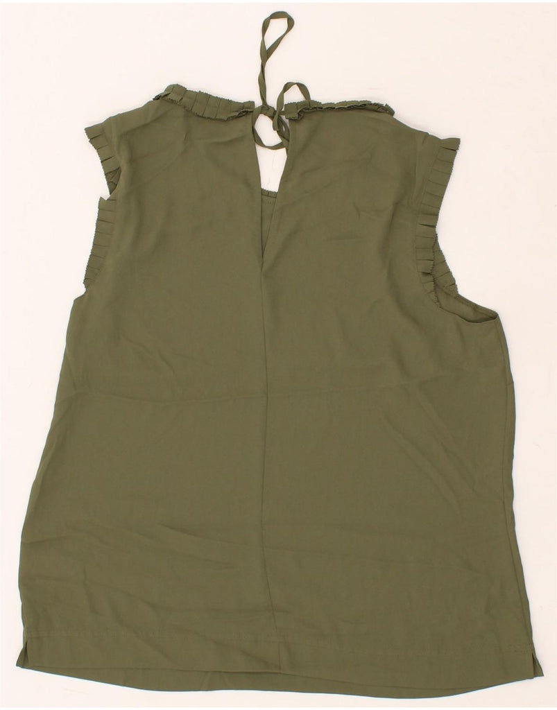 J. CREW Womens Sleeveless Blouse Top US 6 Medium Green Polyester | Vintage J. Crew | Thrift | Second-Hand J. Crew | Used Clothing | Messina Hembry 