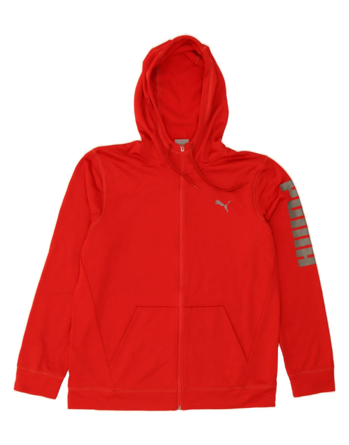 PUMA Mens Graphic Zip Hoodie Sweater Small Red Polyester Vintage Puma and Second-Hand Puma from Messina Hembry 