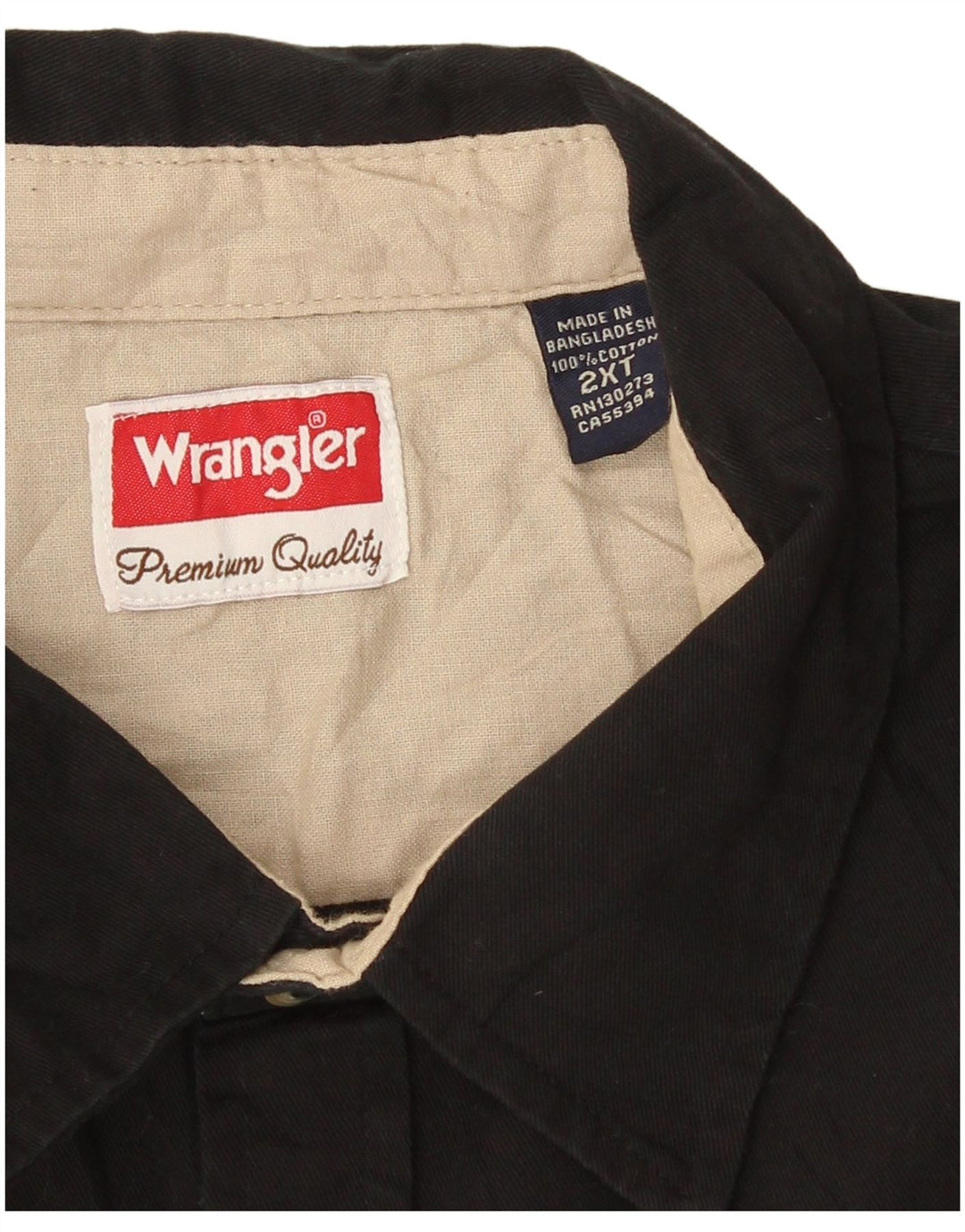 Wrangler Mens Tall Shirt 2XL Black Cotton