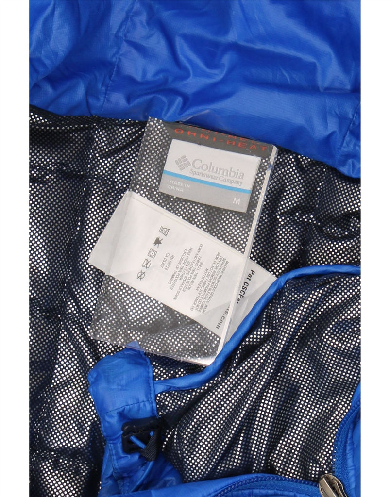 COLUMBIA Mens Hooded Padded Jacket UK 38 Medium Blue Nylon Vintage Columbia and Second-Hand Columbia from Messina Hembry 
