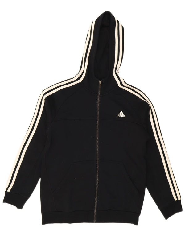 Adidas Boys Zip Hoodie Sweater 13-14 Years Black Cotton