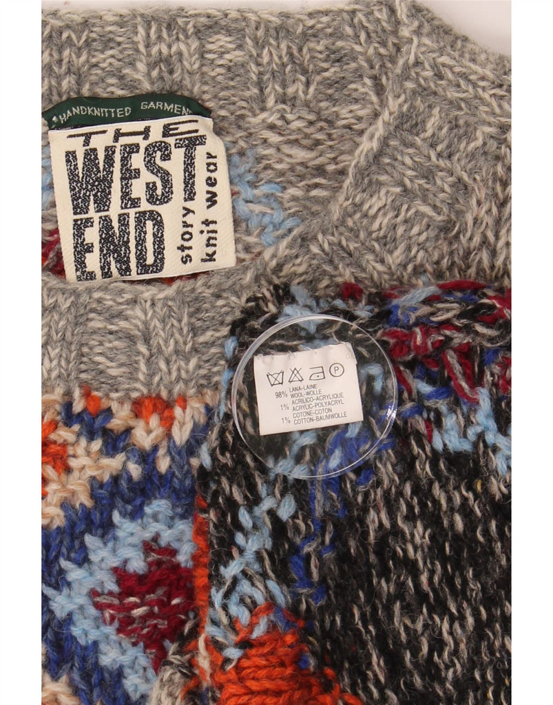 THE WEST END Mens Crew Neck Jumper Sweater Large Grey Colourblock Wool Vintage The West End and Second-Hand The West End from Messina Hembry 