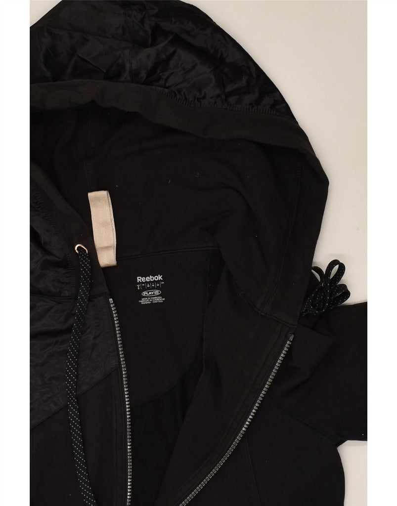REEBOK Womens Zip Hoodie Sweater UK 10 Small Black Cotton | Vintage Reebok | Thrift | Second-Hand Reebok | Used Clothing | Messina Hembry 