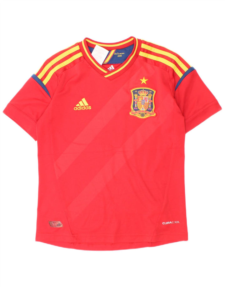 Adidas Boys Climacool T-Shirt Top 7-8 Years Red Striped Polyester
