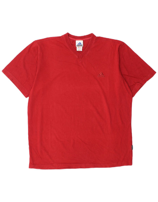 Adidas Mens T-Shirt Top UK 42/44 Large Red Cotton