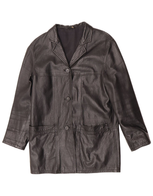 Vintage Womens Leather Jacket IT 42 Medium Black Leather