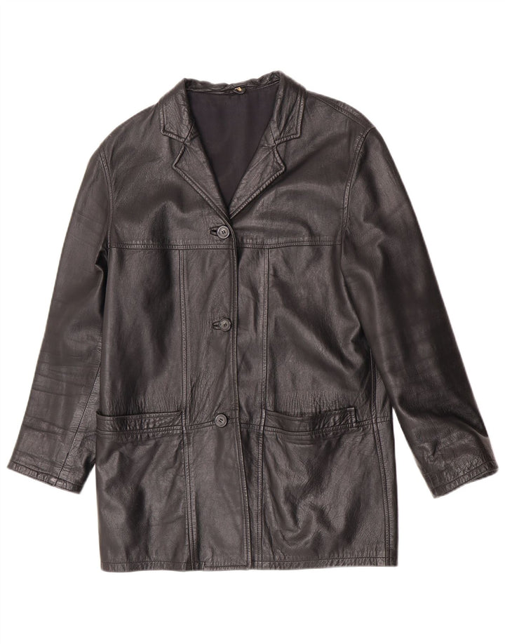 Vintage Womens Leather Jacket IT 42 Medium Black Leather