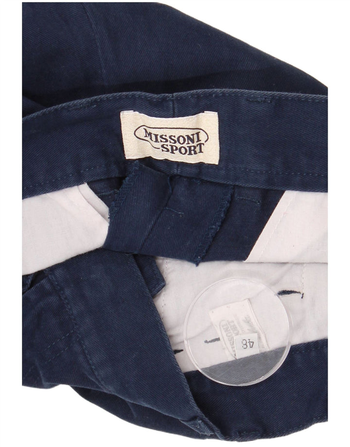 MISSONI Mens Pegged Suit Trousers IT 48 Medium W30 L30 Navy Blue Cotton