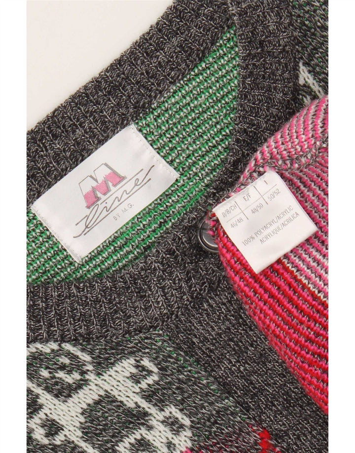 Vintage Womens Cardigan Sweater IT 50/52 XL Multicoloured Argyle/Diamond