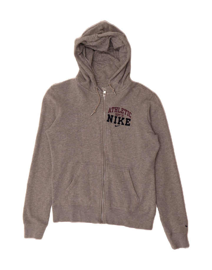 NIKE Womens Graphic Zip Hoodie Sweater UK 14 Medium Grey Vintage Nike and Second-Hand Nike from Messina Hembry 