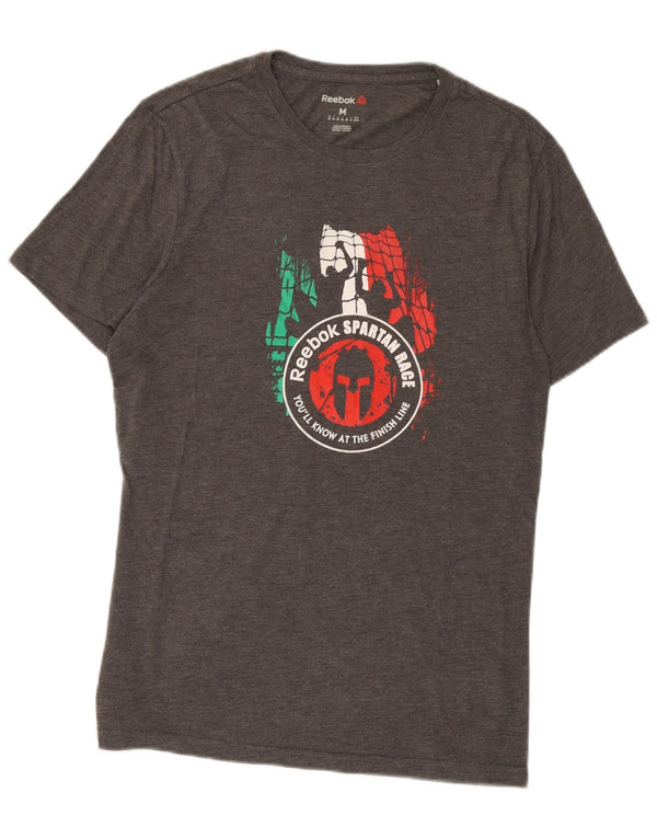 Reebok Mens Graphic T-Shirt Top Medium Grey Polyester