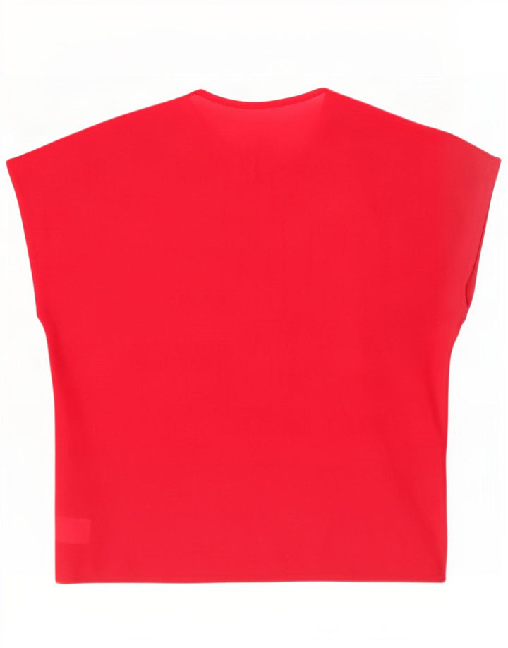 St Michael Womens Loose Fit Blouse Top UK 10 Small Red Colourblock