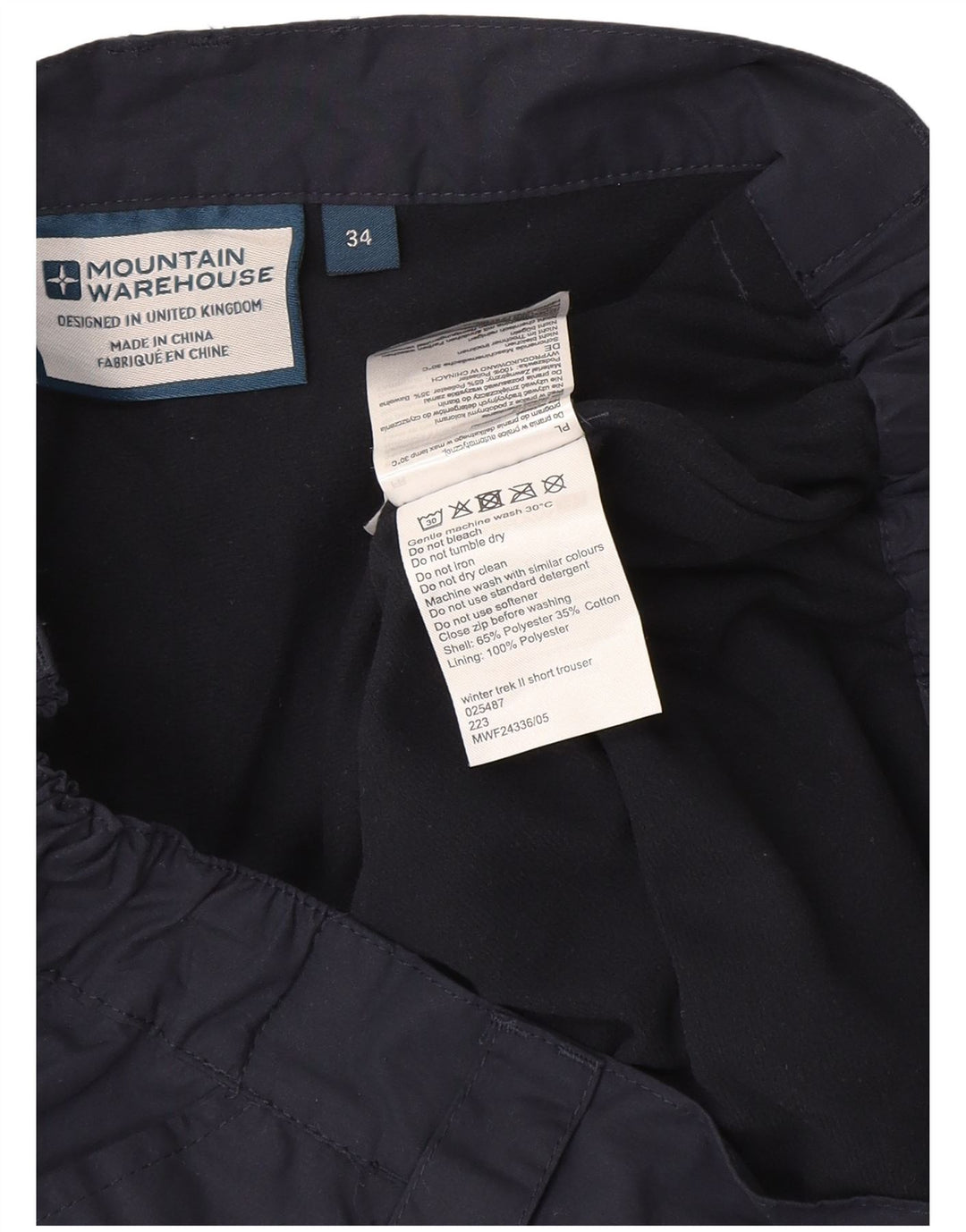 Mountain Warehouse Mens Cargo Windbreaker Trousers W34 L30 Navy Blue