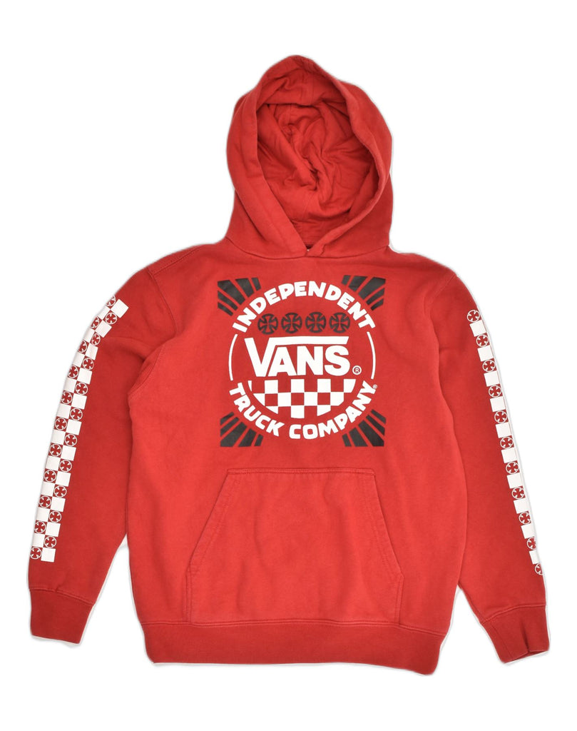 VANS Womens Graphic Hoodie Jumper UK 14 Medium Red Cotton | Vintage Vans | Thrift | Second-Hand Vans | Used Clothing | Messina Hembry 