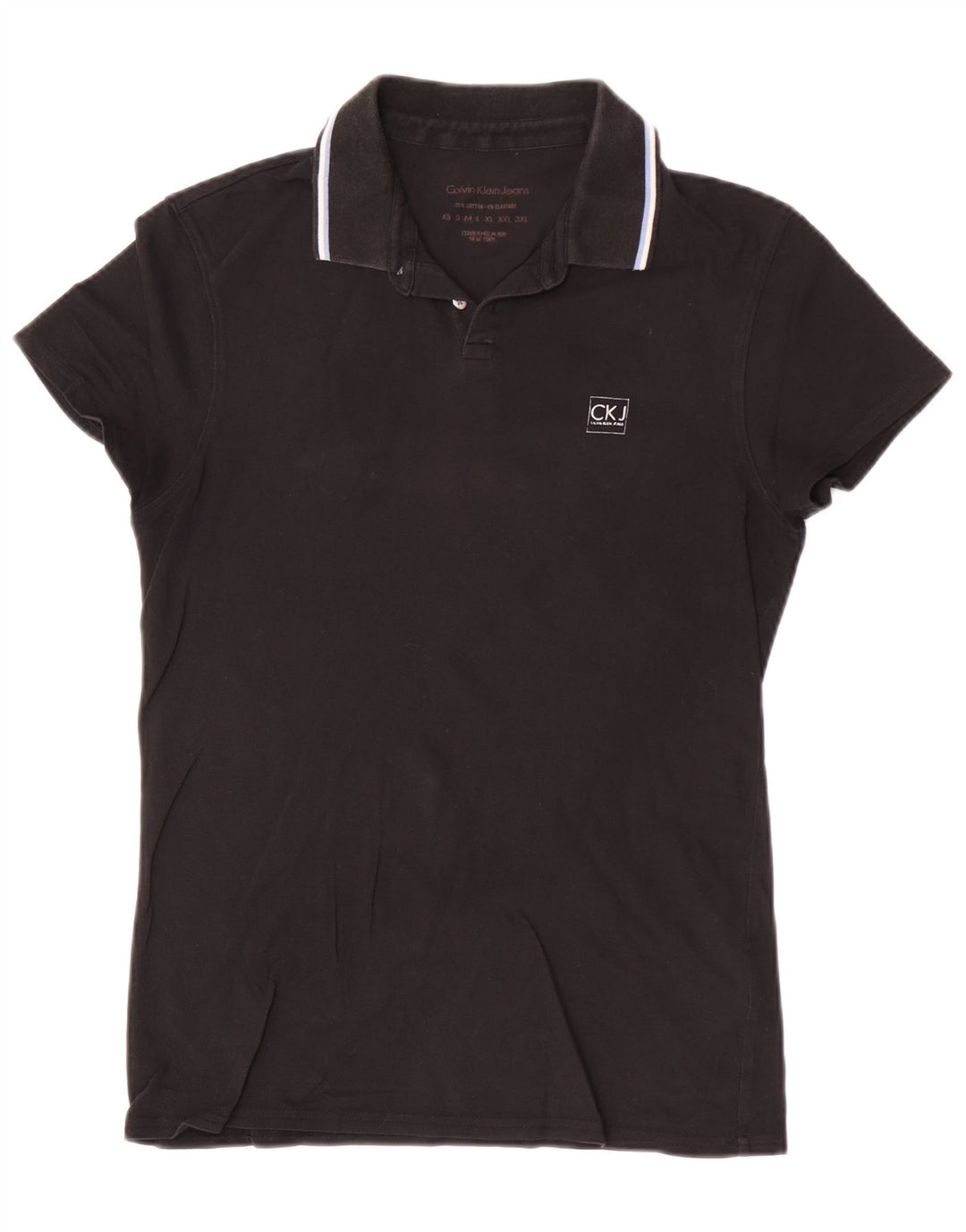 Calvin Klein Jeans Mens Polo Shirt Medium Black Cotton