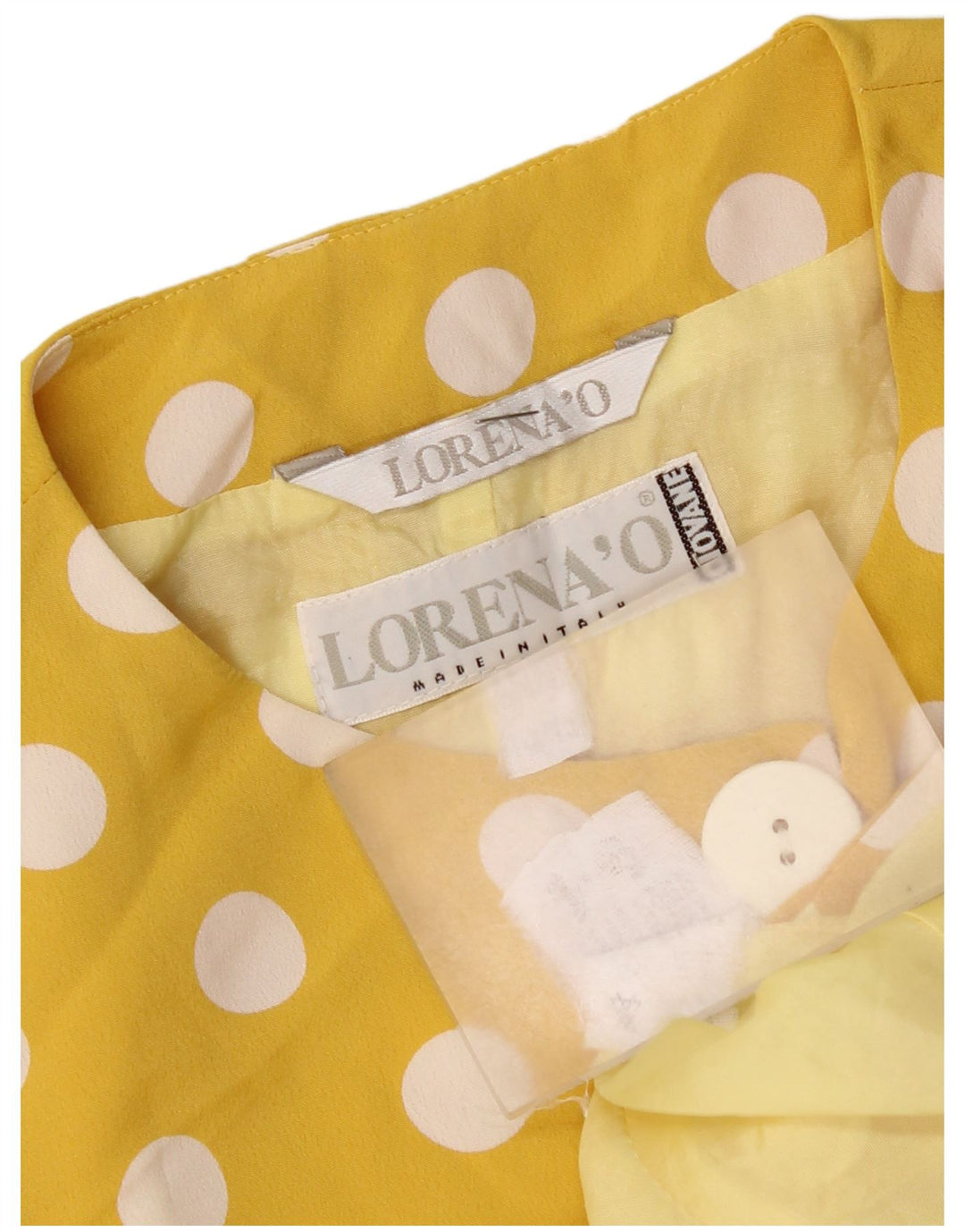 Lorena'O Womens Crop 5 Button Blazer Jacket UK 14 Medium Yellow Polka Dot