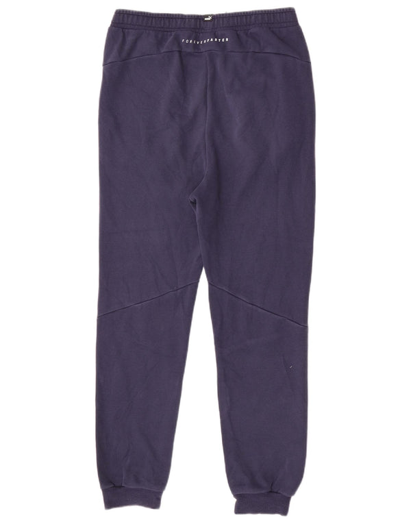 Puma Boys Tracksuit Trousers Joggers 13-14 Years Navy Blue Colourblock