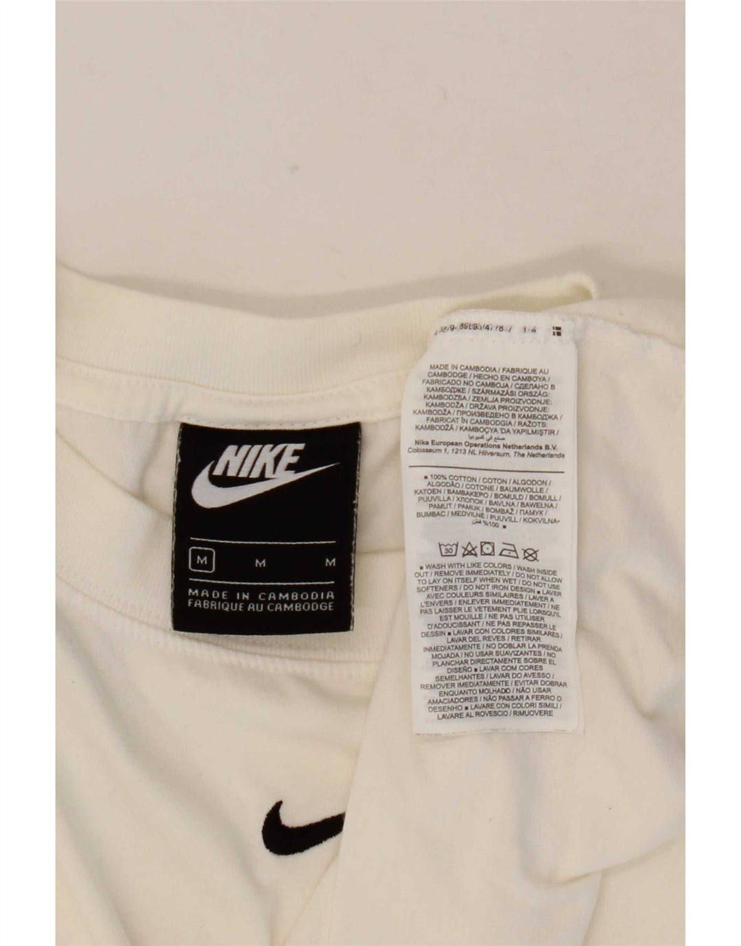 Nike Mens T-Shirt Top Medium White Cotton