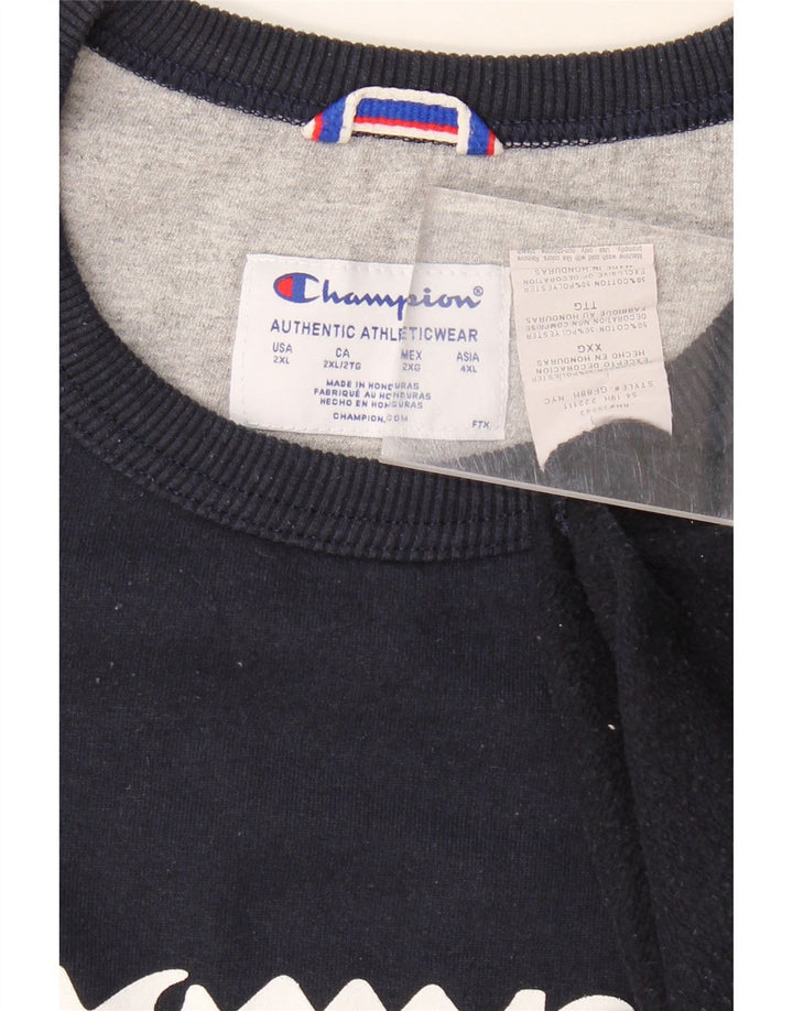 CHAMPION Mens Graphic Sweatshirt Jumper 2XL Navy Blue Cotton