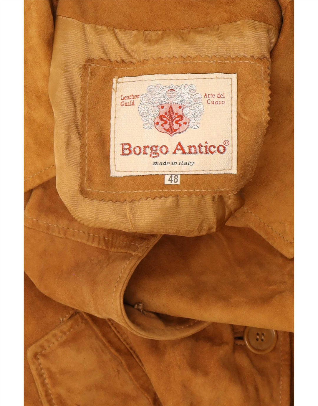 Borgo Antico Womens Suede Jacket IT 48 XL Beige Leather
