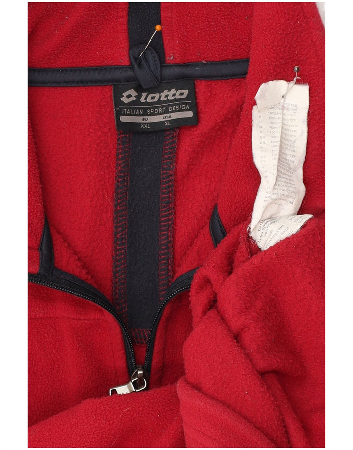LOTTO Mens Zip Neck Fleece Jumper 2XL Red Polyester