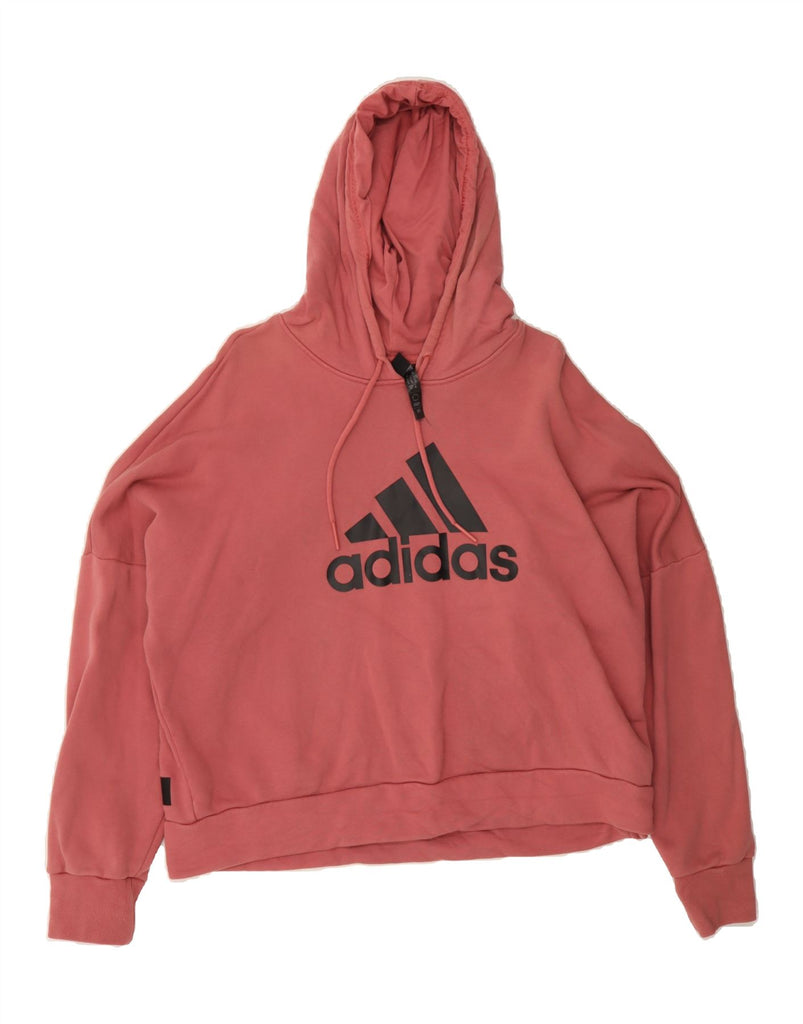 ADIDAS Womens Oversized Hoodie Jumper UK 16/18 Large Red Cotton Vintage Adidas and Second-Hand Adidas from Messina Hembry 