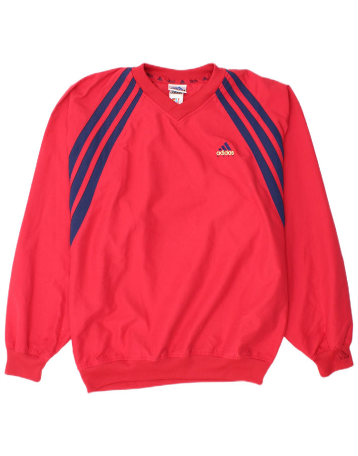 ADIDAS Mens Pullover Tracksuit Top UK 40/42 Medium Red Polyester