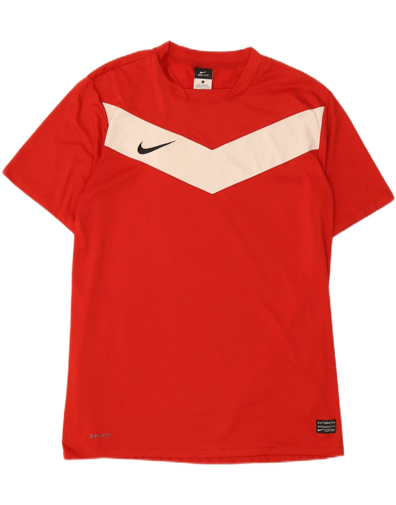 NIKE Mens Dri Fit T-Shirt Top Large Red Colourblock Polyester Vintage Nike and Second-Hand Nike from Messina Hembry 