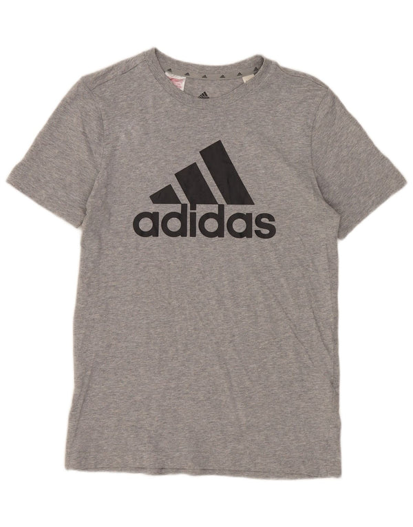 Adidas Boys Graphic T-Shirt Top 13-14 Years Grey Cotton