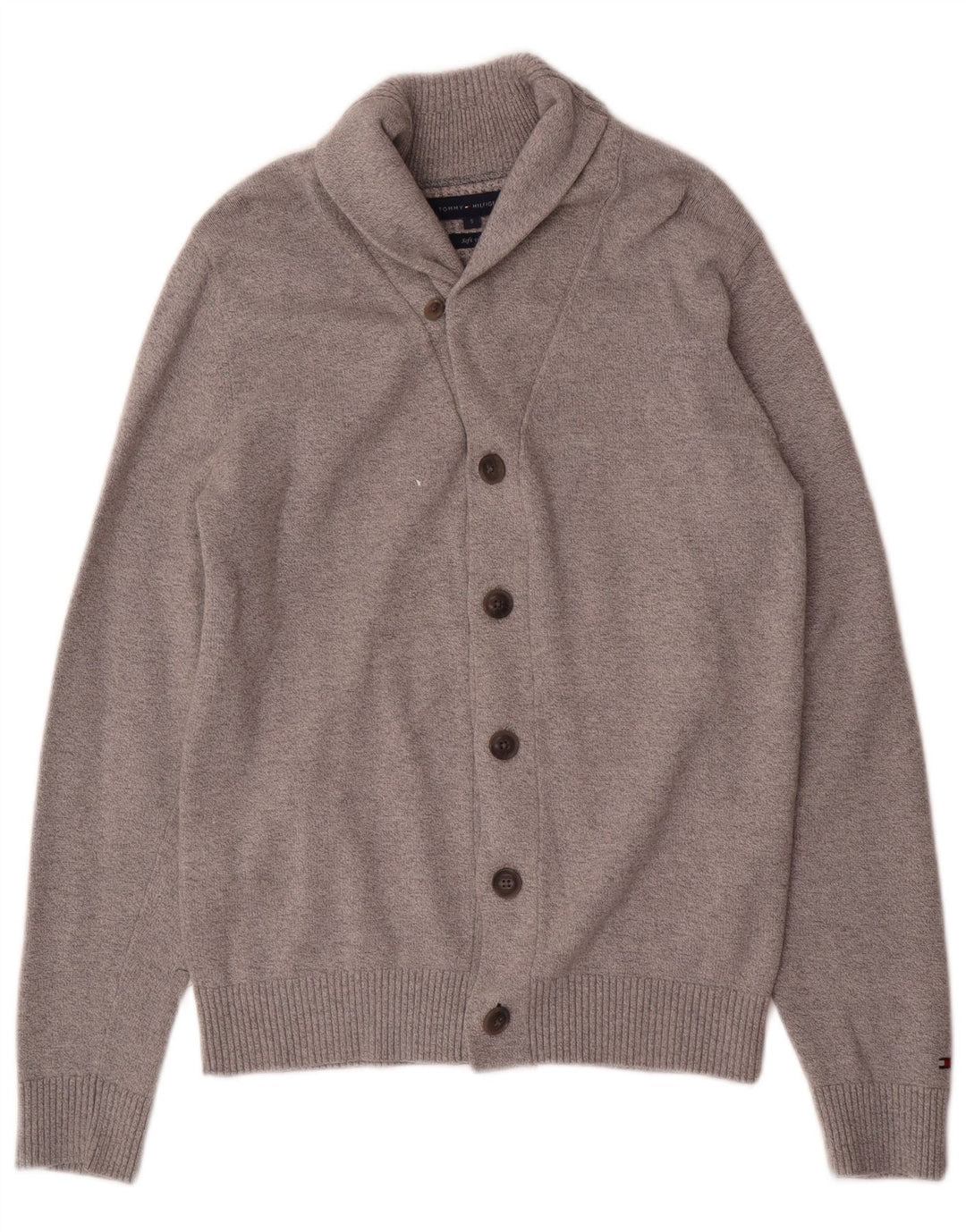 Tommy Hilfiger Mens Cardigan Sweater Small Grey Cotton