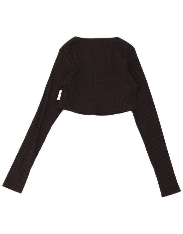Adidas Womens Long Sleeve Crop Top UK 14 Large Grey