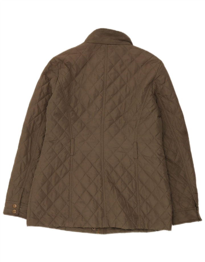 Marks & Spencer Womens Quilted Jacket UK 8 Small Khaki Polyester